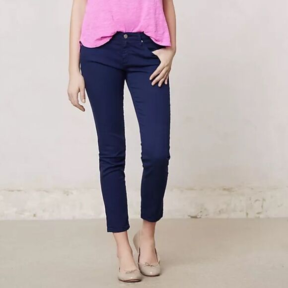 AG Adriano Goldschmied Blue The Stevie Slim Straight Crop Jeans Sz 28R - Picture 1 of 9